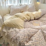 Yeknu  Korean Style Bedding Set with Pillowcase bed sheet Single Full Size Bed Linen Duvet Cover Set Queen/King Double Comforter Cover