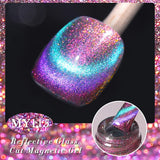 Yeknu  10ml Black Glass Cat Magnetic Gel Nail Polish Ultra Shine Gold Silver Glitter Soak Off UV LED Gel Nail Art Varnish