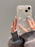 Yeknu  3D Pearl Suitable For 15 Pro Max Phone Case Drip Glue iPhone 13 12 11 14 Pro Minimalist 13 Pro Full Package Anti Drop Cover