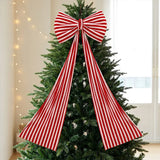 Yeknu  210cm Super Large Christmas Bow Decorations Red and White Stripes Xmas Tree Bowknot Pendant Ornament for DIY New Year Home Decor