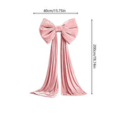 Yeknu  Retro Velvet Christmas Tree Bow Long Ribbon Soft Red Trailing Fabric Home Party Decoration Christmas Home And Holiday Decoration