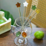 Yeknu  Japanese Style Creative Milk Dessert Star Spoon Colorful Transparent Glass Spoon Cute Long Handled Coffee Stirring Spoon