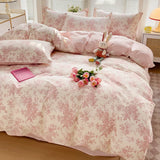 Yeknu Bedding Set 100% Cotton Bed Linen Set Floral Style Bedclothes Skin-friendly Bedsheet Set for Home Duvet Cover Set