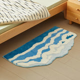 Yeknu  Soft Tufting Scenic Bathroom Mat Ocean Wave Bedroom Carpet Anti-slip Rug Doormat Foot Dry Tidy Pad Aesthetic Home Room Decor