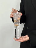Yeknu  Crystal Glass Cup Cold Brew Coffee Cotail Beverage Juice Transparent Clear Small Waist Design Aesthetic Value High