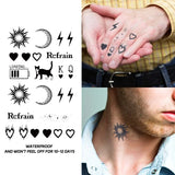 Yeknu  Sun and moon, lasting 1-2 weeks waterproof, temporary tattoo stickers, realistic semi-permanent fake tattoos for the fingers