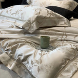 Yeknu High Precision Satin Jacquard Egyptian Cotton Soft Silky Bedding Set Flowers Duvet Cover Set Bed Sheet/Fitted Sheet Pillowcases