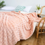 Yeknu  Thickened Bubble Fleece Blanket Double Layer Arctic Fleece Throw Blanket Conditioning Sofa Rabbit Fur Nap Flannel Blanket