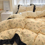 Yeknu  Korean Style Bedding Set with Pillowcase bed sheet Single Full Size Bed Linen Duvet Cover Set Queen/King Double Comforter Cover