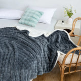 Yeknu  Thickened Bubble Fleece Blanket Double Layer Arctic Fleece Throw Blanket Conditioning Sofa Rabbit Fur Nap Flannel Blanket