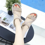 Yeknu  Women New Fashion Elegant Sandals  Summer New Outdoor Sports Beach Wedge Height Increase Womens Comfortable Opened Toe Shoes