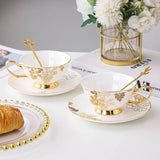 Yeknu  European Style Retro Ceramic Bone Porcelain Coffee Cup Plate Creative Mark Water Cup Home Restaurant Decor English Afternoon Tea