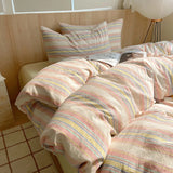 Yeknu  Nordic Sling Cotton Pink Stripes Duvet Cover 150x200 Size Girl's Room Housse De Couette Skin Friendly Breathable Comforter Sets