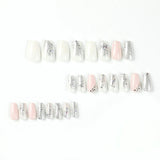 Yeknu  24 Pcs Glossy Short Coffin Press On Nails Pink And White French Style False Nails With Rhinestone Reusable Fake Nails
