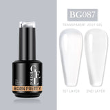 Yeknu  Rubber Base Gel Nail Polish Pink White Base Gel Top Coat Jelly Semi Transparen French Soak Off UV Nail Art Varnish