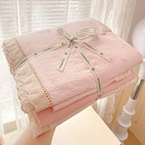 Yeknu  Princess Bedding Set Ruffle Lace Quilt Cover Romantic Bedclothes Woman Girls Home Decor Duvet Cover Set Korean Style Floral
