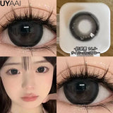 Yeknu  1 Pair Myopia Eye Color Lens with Diopters Black Lenses Natural Gray Color Contact Lenses Big Eye Fashion Eye Lenses