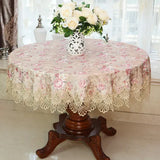 Yeknu  New Lace Tablecloth Pastoral round tablecloth Dining table cloths Home Embroidery table cover rose gold decoration house towel