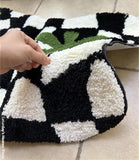 Yeknu  Plaid Irregular Kitchen Rugs Soft Fluffy Tufting  Carpet Rugs Non-Slip Abosrbent Bathroom Floor Mat Bedroom  Toilet Door Carpet
