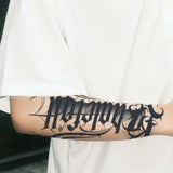 Yeknu  1pc Dark Style Text Arm Waterproof Temporary Tattoo, Long-Lasting 1-2 Weeks, Realistic Semi-Permanent Fake Tattoo