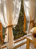 Yeknu  1pc Japanese linen rod wrapped black edge living room study dust curtain