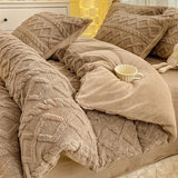 Yeknu  Milk Fleece Single Quilt Set Autumn/winter Thickened Warm Solid Color Duvet Cover 200x230 220x240 Bedding for Double Use