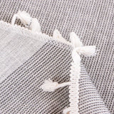 Yeknu Grey Stripe Round Tablecloth Cotton Linen  Lace Tassel Dustproof Tables Cover Wear-Resistant Thicken Mat Wedding Decoration