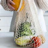 Yeknu  Handheld foldable shopping Cotton mesh bag , reusable fruit mesh bag, Woven mesh pocket hollowed out kitchen storage