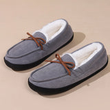 Yeknu  Slippers warm women's men couple bow round head all-inclusive home wear cotton shoes outside wear thickened women