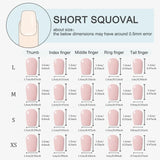 Yeknu  10Pcs Nude Short Square Handmade Press-On Nails Cat-Eye Effect with French Nail Tips Perfect for Women&Girls Daily Look Wear