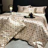 Yeknu  new high-end luxury silky Sleeping naked digital printing washed silk style Bedding Set Duvet Cover Bed Sheet Pillowcases