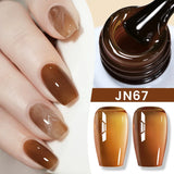 Yeknu  10ml Jelly Nude Gel Nail Polish Crystal Translucent Coffee Soak Off Semi-Permanent Varnish Base Top Coat Manicure