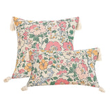 Yeknu  Cotton Linen Flower Cushion Pillowcase Retro European Style Living Room Sofa Backrest High Precision Jacquard Cushion Cover