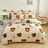 Yeknu  Single duvet cover Printed red quilt cover Thickened plant-cashmere cartoon multicolored bed cover 220x240 double bedding