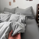 Yeknu  Ins Nordic Bedding Set Plaid Striped Duvet Cover Set Soft Flat Sheets Set 2 Pillowcases Single Twin Full Queen Size Simple Style