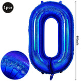Yeknu  40Inch Navy Blue Number Balloons 0-9 Helium Balloon Laser Dark Blue Figure Golob Birthday Wedding Graduation Decoration Supplies