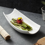Yeknu  Vegetable Salad Bowl Hotel Ship shaped Restaurant Alien Cold Vegetable Bowl Ceramic White Dessert Tableware