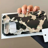 Yeknu Gradient Ink Marks Laser Phone Case For Phone 16 15 14 13 12 11 Pro Max XS X XR 7 8 Plus Stylish Leopard Print Back Bumper Cover