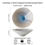Yeknu  Irregular salad bowl, ceramic conical hat bowl, Chinese gradient artistic conception vegetable bowl, ceramic tableware