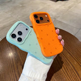 Yeknu  Fashion Wave Point Matte Candy Color Slim Case for iPhone 16 17 Pro Max Polka Dot Soft Silicone Shockproof Ultra Thin Cover