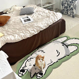 Yeknu Cute Cat Green Rug Bedroom Sofa Floor Non-slip Bathroom Mat Decor Carpet Soft Flannel Home Kids Soft Mat Bedside Kawaii Rug