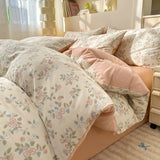 Yeknu 100% Cotton 4-Piece Duvet Cover Set (1 Duvet Cover 2 Pillowcases 1 sheet), Minimalist Cartoon Design, Ultra-Soft Bedding Set