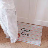 Yeknu  Stripe PVC Letters Doormat Cuttable Cute Dog House Entrance Rug Welcome Mat Carpet Outdoor Clean Pad Aesthetic Home Room Decor