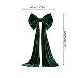 Yeknu  Retro Velvet Christmas Tree Bow Long Ribbon Soft Red Trailing Fabric Home Party Decoration Christmas Home And Holiday Decoration