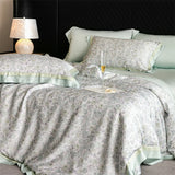Yeknu 82% lyocell, 8% silk and 10% nylon soft silky flowers digital printing bedding set duvet cover flat/fitted bed sheet pillowcases