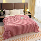 Yeknu  Ribbed Flannel Blanket Double Sided Thickened Nap Blanket Winter Throw Blanket Sofa Blanket Hemmed Blanket