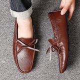 Yeknu  Spring Luxury Brand Loafers Soft Sole White Casual Shoes Designer Soft Leather Versatile Fashion Business Driving Leather Shoes