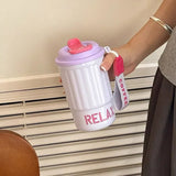 Yeknu  Stainless Steel Insulated Bottle Dual Drink Coffee Cup Fashionable Student Water Cup Portable with Lifting Rope Children's Cup