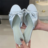 Yeknu  Fashion Butterfly-kont Pleated Thin Low Heels Women Slippers Summer Elegant Peep Toe Party Dress Shoes