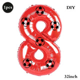 Yeknu  Soccer Birthday Party Decoration Multi Color Number 7 Balloon 32Inch 1 2 3 4 5 6 7 8 9 Digit Football Balloon Large Figure Golob